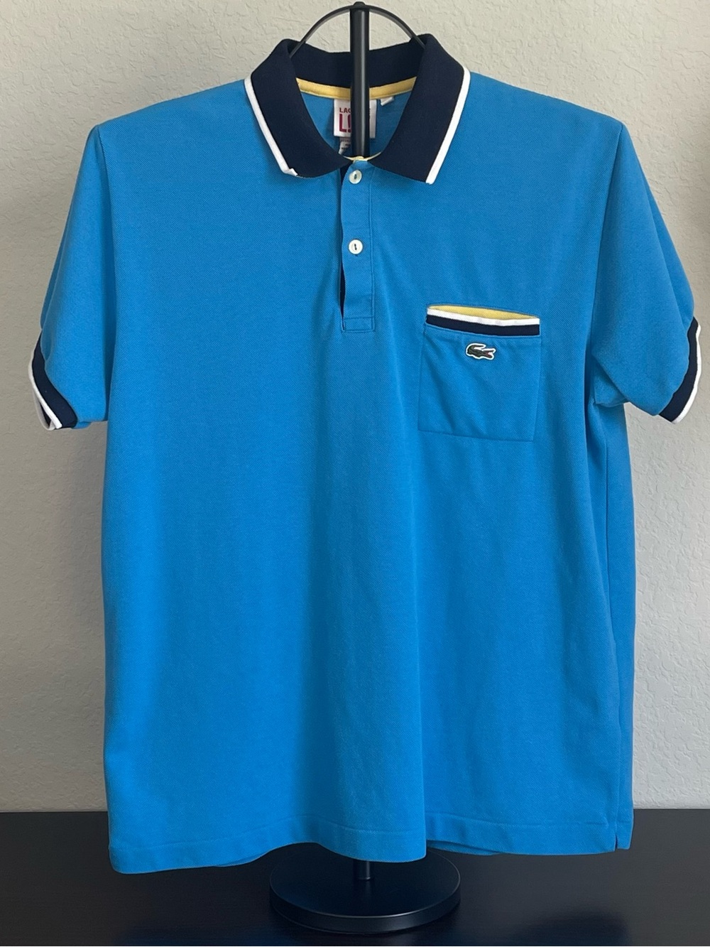 Authentic Lacoste L!VE Colorblock Pocket Polo Shirt - Size 6 XL